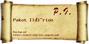 Pakot Ilárion névjegykártya
